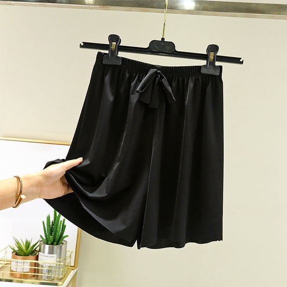 Hfnxid Women's Pajama Shorts Women's Solid Color Plus Home Pants Thin Casual Five Quarter Pants Sleeping Pants