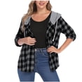 thumbnail image 1 of Hfnxid Women's Plaid Shirts Long Sleeve Lightweight Hoodie Jacket Casual Fall Button Down Shirt Flannel Shacket Blouses, 1 of 5