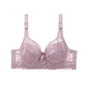 Hfnxid Women's Comfy Lace Bra Non Padded Underwire Unlined Bra Full Coverage Plus Size Lace Bralette