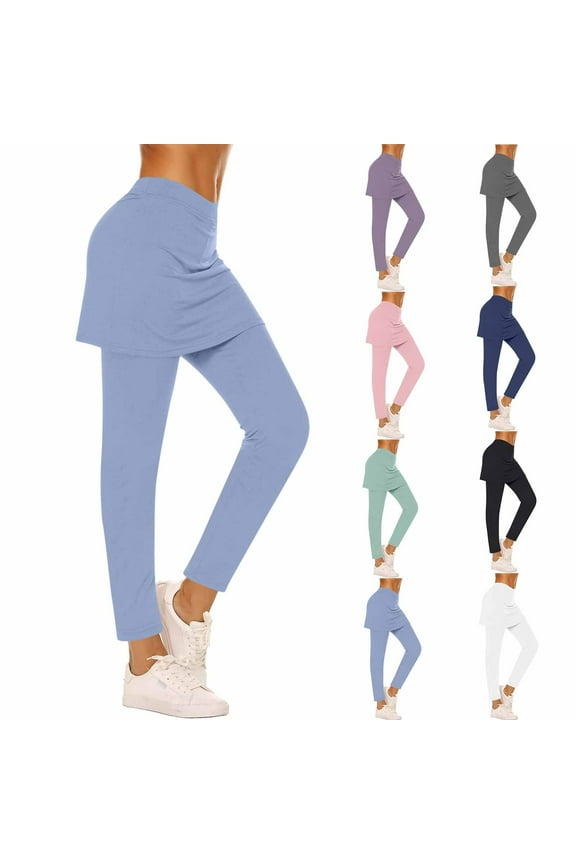 Hfnxid Women's Skirted Leggings Tummy Control High Waist Athletic Workout Yoga Pants Slim Fit Tennis Sport Skorts Tights
