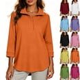 thumbnail image 1 of Hfnxid Women's Sweatshirts Loose Fit Button Lapel Long Sleeve Pullover Tops Casual Fashion Fall Sweatshirt Purple XL, 1 of 10