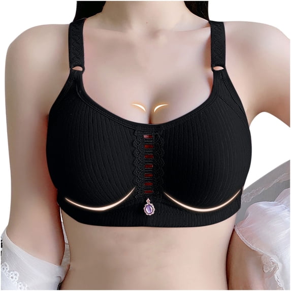Hfnxid Women's T-Shirt Bra Cotton Comfort Non Padded Full Coverage Push Up Bra Everyday Smoothing Minimizer Wirefree Bras