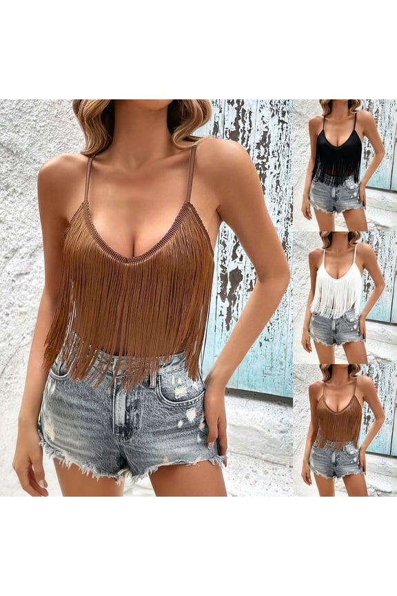 Hfnxid Womens Camisole Lightweight Fringe Sleeveless Shirt Fashion Boho Tassel Tanks Top Summer Beach Casual Vacation Cami WhiteXL