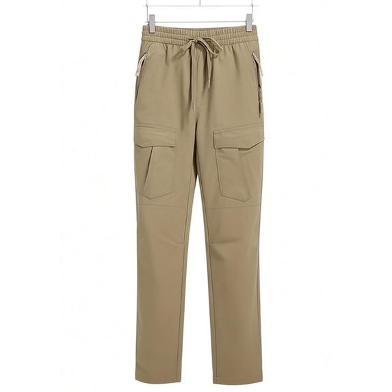 Hfnxid Womens Cargo Casual Pants Elastic Waist Drawstring Pant Lightweight Wide Leg Work Trouser Summer Loose Fit Breathable Trousers Khaki XXL