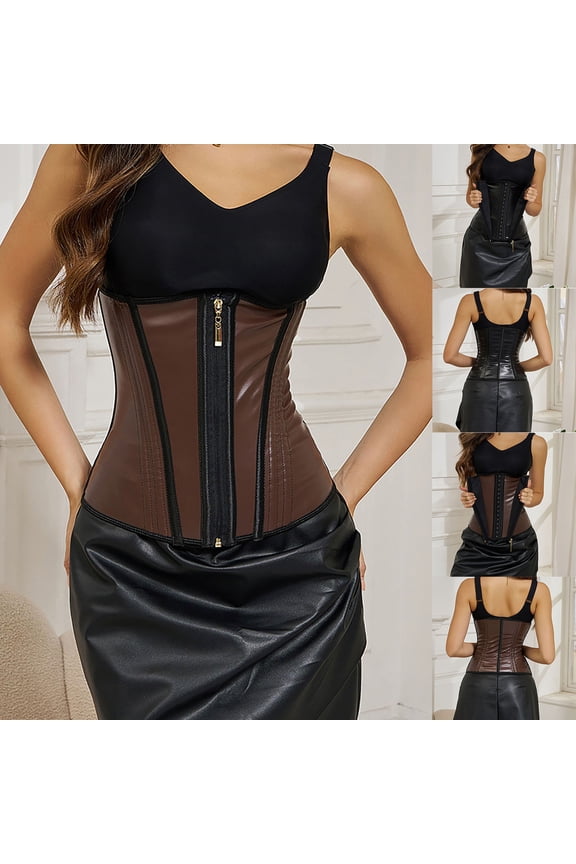 Hfnxid Womens Corset Tops Lace Fishbone Lingerie Bustiers Mesh Patchwork Zipper Corsets Top Evening Party Underwear Bustiers Black S