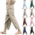 thumbnail image 1 of Hfnxid Womens Cotton Linen Pants High Waist Lightweight Wide Leg Pant Loose Fit Breathable Workout Pant Summer Going Out Vacation Casual Trousers Pink S, 1 of 7