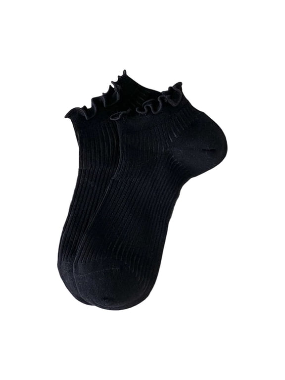 Womens Cotton Ruffle Ankle Socks Cute Frilly Lettuce Edge Thin Breathable Low Cut Summer Moisture Wicking Casual Short Ribbed Footies