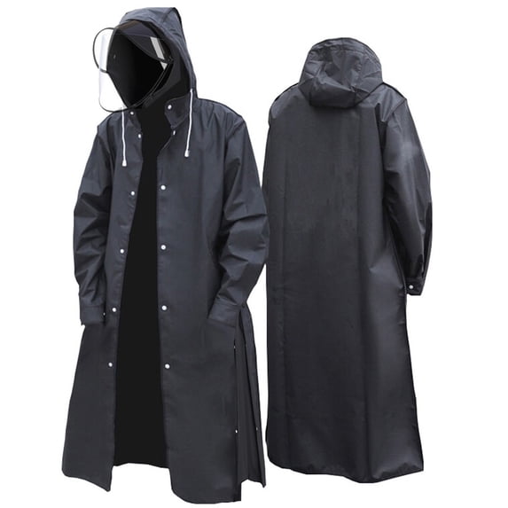 Hfnxid Womens Mens Raincoats Waterproof Hooded Rain Ponchos Lightweight Rain Jacket Windbreaker Black XXL