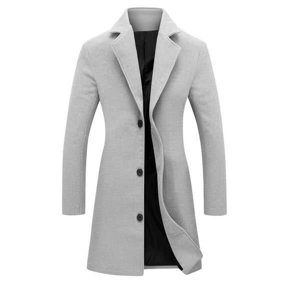 Hfnxid Womens Pea Coat Wool Blend Notched Lapel Winter Trench Coat Classic Fit Single Breasted Jackets Elegant Solid Warm Overcoat