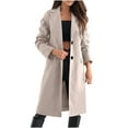 thumbnail image 1 of Hfnxid Womens Pea Coats Wool Blend Notched Lapel Overcoat Classic Fit Single Breasted Winter Trench Coat with Pockets, 1 of 8