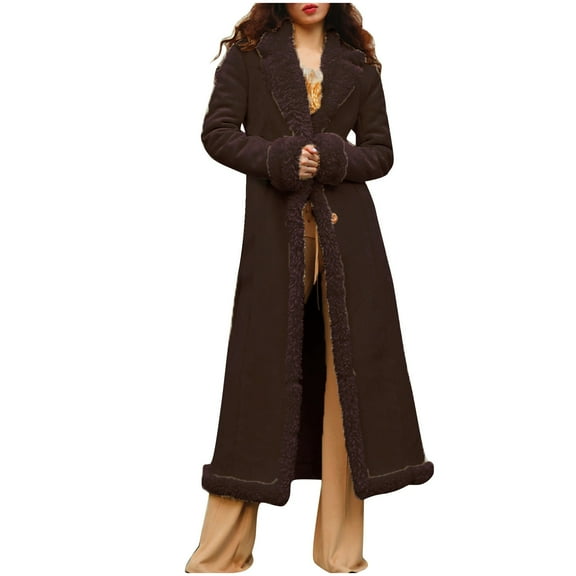 Hfnxid Womens Pea Coats Wool Blend Notched Lapel Overcoat Classic Fit Single Breasted Winter Trench Coat with Pockets