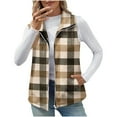 thumbnail image 1 of Hfnxid Womens Plaid Vest Cozy Sleeveless Flannels Lightweight Stand Collar Flannel Vests Zipper Waistcoat Outerwear, 1 of 9