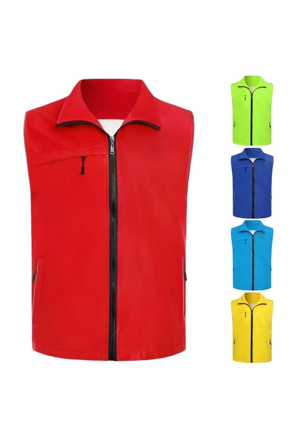 Hfnxid Womens Plus Size Softshell Tank Top Full Zip Windproof Vest Jacket Fishing Travel Hiking Waistcoat Jacket Outerwear RedXXXL