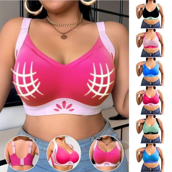 Hfnxid Womens Plus Size Sport Bra Comfortable No Underwire Bralettes Full Coverage Everyday Bralette Comfy Seamless Bra