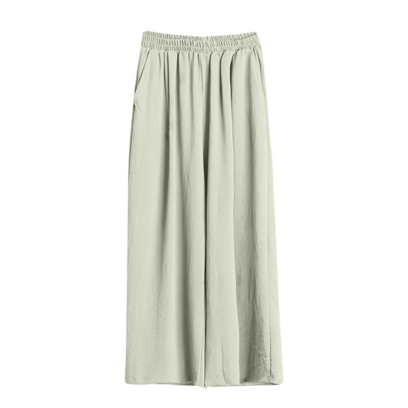 Hfnxid Womens Plus Size Wide Leg Pants Palazzo Flowy Elastic Waist Pants Casual Dressy Pants with Pockets