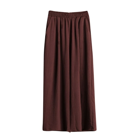 Hfnxid Womens Plus Size Wide Leg Pants Palazzo Flowy Elastic Waist Pants Casual Dressy Pants with Pockets