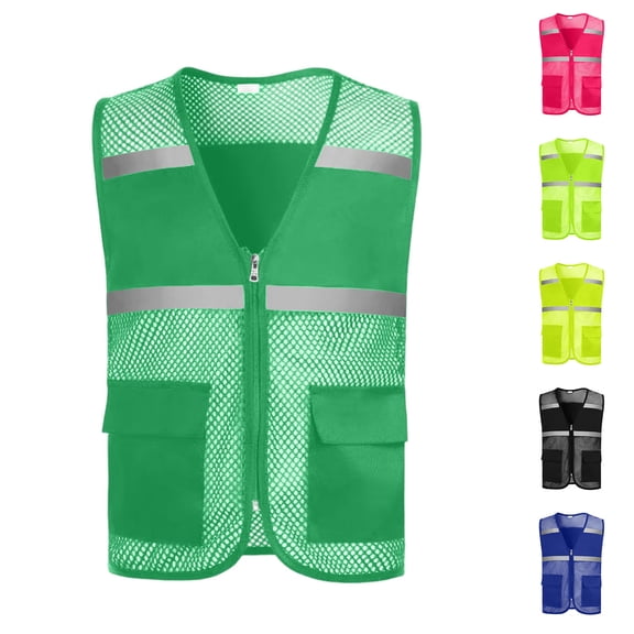 Hfnxid Womens Safety Vest Plus Size Loose Fit Safety Vest High Visibility Reflective Sleeveless Shirt Comfy Construction Work Tops BlueXL