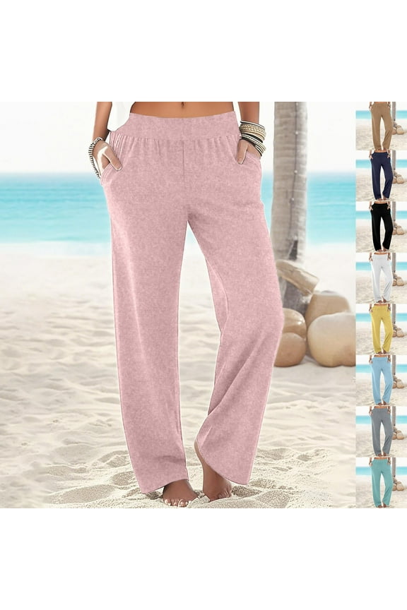 Hfnxid Womens Straight Leg Pants Loose Fit Elastic Waist Sweat Pants Fashion Lightweight Workout Trouser Casual Comfy Track Pants with Pockets Mint Green XXL