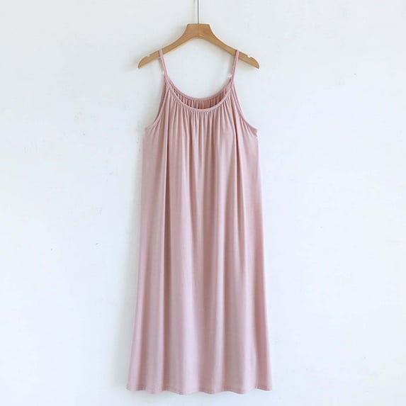 Hfnxid Womens Summer Nightgowns Women's Solid Color Drawstring Loose And Comfortable Sleevesless Mid Length Nightgown Skirt