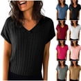 thumbnail image 1 of Hfnxid Womens Summer Tank Top V Neck Sleeveless Shirt Lightweight Loose Fit Casual Blouse Solid Color Comfy Holiday Vacation Tank Top Black L, 1 of 7