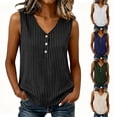 thumbnail image 1 of Hfnxid Womens Tank Top Striped Sleeveless Satin Tops Button Up V Neck Shirt Fashion Slim Work Business Shirts Black L, 1 of 7