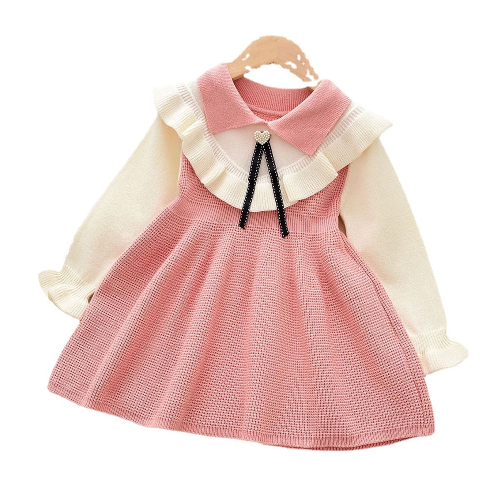 Hfolob Babys Kids Toddlers Girls Sweater Patchwork Bow Tie Spring