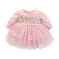 thumbnail image 1 of Hfolob Fancy Girl Dress Autumn Baby Solid Color Infant Tutu Lace Skirt Casual Summer Beach Sundress 0-3 Months, 1 of 6