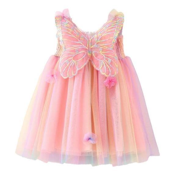 Hfolob Girls Dress Toddler Girl Sleeveless Butterfly With Wing Tie Dye Rainbow Tulle Holiday Dresses Dance Party Dresses Clothes Summer Dress For Kids