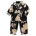 thumbnail image 1 of Hfolob Girls Nightgowns Toddler Kids Baby Girl Satin Cartoon Button Down Shirt Tops + Long Pants Silk Sleepwear Outfits Loungewear Set Sleepwear For Kids, 1 of 4