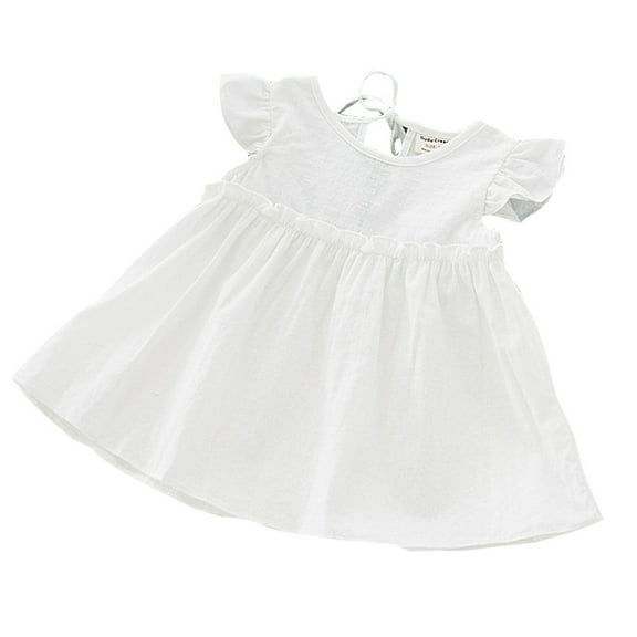 Hfolob Girls Summer Dresses Autumn Baby Solid Color Infant Tutu Lace Skirt Flowy Sundress Casual Dresses 0-3 Months