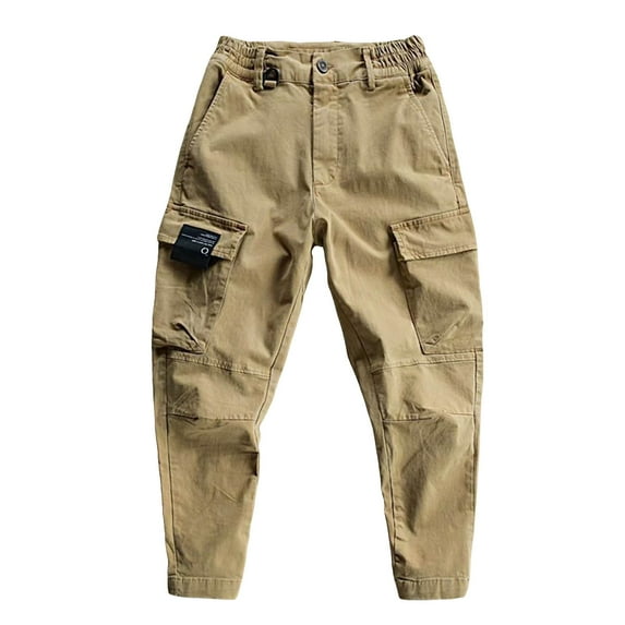 Hfolob Men's Casual Pants Mens Fashion Leisure Loose Hop Nine Point Casual Pants Tie Foot Pants Multi Pocket Casual Pants Relaxed Fit