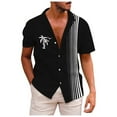 Hfolob Men's Casual Shirts Male Short Sleeve Shirt Summer Casual Stripe