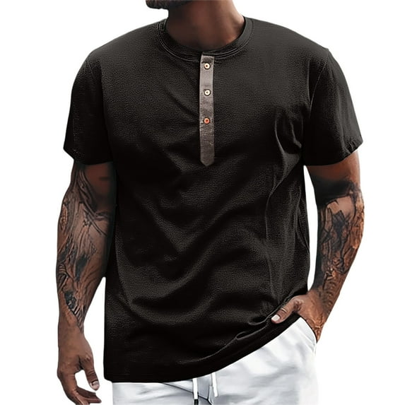 Hfolob Men's Golf Polo Shirts Long Sleeve Solid Color Lapel Button Open Collar Loose Shirt Lightweight Summer Casual Tee Size M