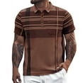 thumbnail image 1 of Hfolob Men's Golf Polo Shirts Short Sleeve Color Blocked Striped Lapel Button Open Neck Pocket Loose Shirt Lightweight Summer Casual Tee Size 3Xl, 1 of 1