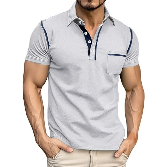 Hfolob Men's Golf Polo Shirts Short Sleeve Solid Color Lapel Button Open Collar Loose Comfort Shirt Lightweight Summer Casual Tee Size 2Xl