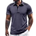 thumbnail image 1 of Hfolob Men's Golf Polo Shirts Short Sleeve Solid Color Lapel Button Open Collar Loose Comfort Shirt Lightweight Summer Casual Tee Size XL, 1 of 1