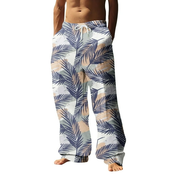 Hfolob Men's Pants Male All Seasons Fashion Leisure Leopard Print Casual Straight Leg Business Trouser Classic