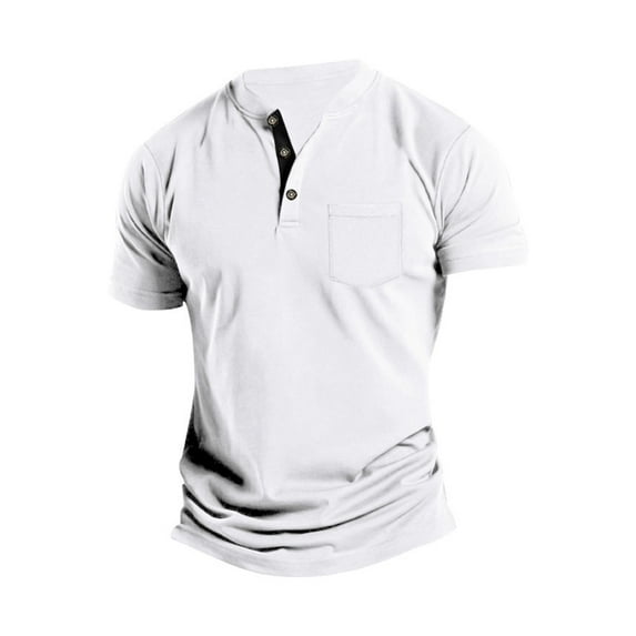 Hfolob Men's Polo Shirt Male All Seasons Leisure Fashion Design Lapel Button Pocket Short Sleeve Tops Mens Blouses