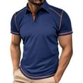 thumbnail image 1 of Hfolob Men's Polo Shirt Male Casual Button Down Lapel Solid Color Shirt Short Sleeve Top Shirt Classic Fit, 1 of 9