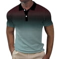 thumbnail image 1 of Hfolob Men's Polo Shirt Male Spring Summer Plaid Shirt Button Up Lapel Top Gradient Graphic Print Turndown Outdoor Street Short Sleeve Shirt Mens Blouses, 1 of 5