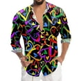 thumbnail image 1 of Hfolob Men's Shirt Mens Valentine's Day Print Button Lapel Long Sleeve Shirt Top Loose Fit, 1 of 4
