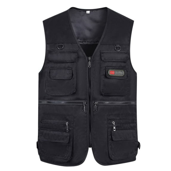 Hfolob Mens Tank Tops Male Casual Outdoor Work Fishing Travel Photo Cargo Vest Jacket Multi Pockets Tank Top For Men