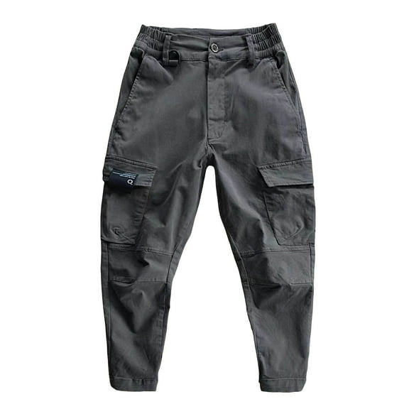Hfolob Mens Pants Mens Fashion Leisure Loose Hop Nine Point Casual Pants Tie Foot Pants Multi Pocket Casual Pants Breathable