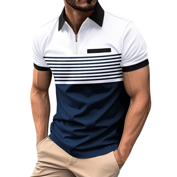 Hfolob Mens Polo Shirts Male Spring Summer Breathable Short Sleeve Shirt Button Lapel Pocket Bottoming Shirt Classic Fit