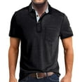 thumbnail image 1 of Hfolob Mens Polo Shirts Short Sleeve Spring Solid Color Lapel Button Striped Casual Summer Beach Vintage Tops Size 2Xl, 1 of 6