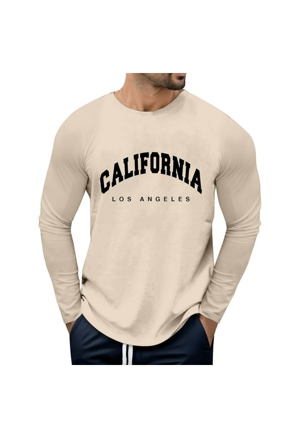 Mens T Shirt Male Autumn Winter Fashion Printed Crew Neck Long Sleeve T Shirt Retro Full Print Tops Tee Shirts For Men