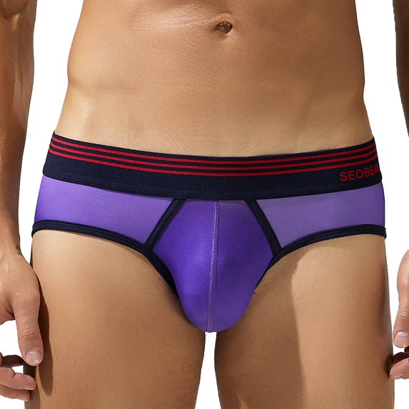 Hfolob Mens Underwear Comfy Low Rise Sexy Thin Silk Trunk Hipster Breathable Underpants