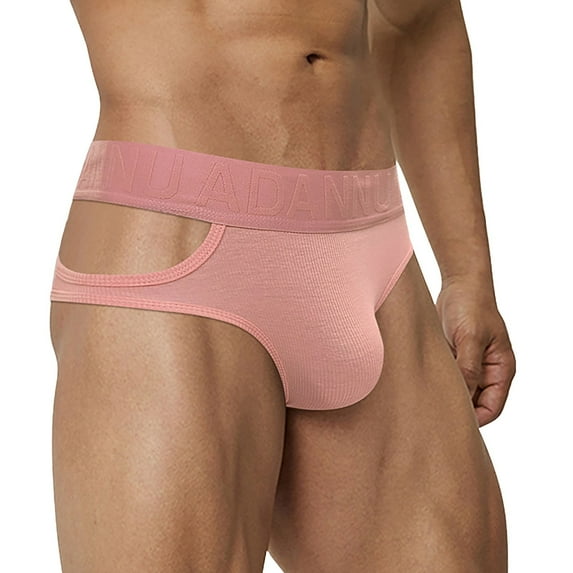 Hfolob Mens Underwear Comfy Sexy Low Waist Sports Cotton Hollowed Out Big Pocket Breathable Underpants