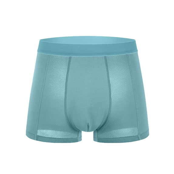 Hfolob Mens Underwear Comfy Summer Solid Color Mesh Flat Briefs Shorts