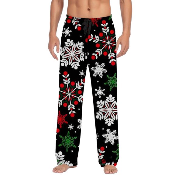 Hfolob Pants For Men Christmas Casual Pants Pajamas With Drawstring Pocket Christmas Pants Loose-Fit Style